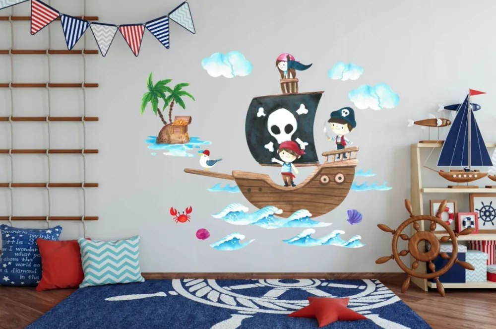 Originale adesivo murale per bambini marinai 80 x 160 cm