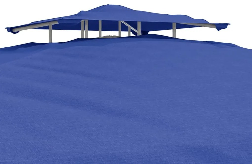 Gazebo con Tetto Doppio Blu 3x3x2,68 m in Tessuto