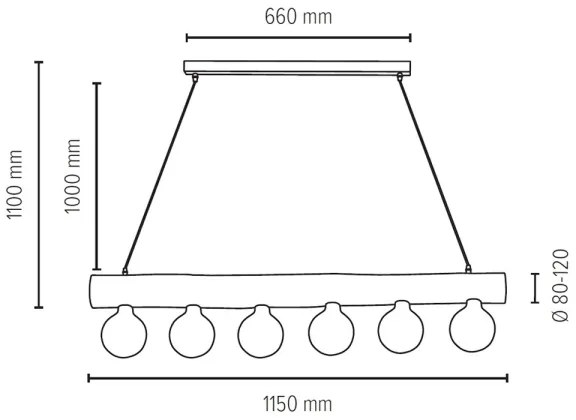 Spot-Light 69870604 - Lampadario a sospensione con filo TRABO 6xE27/60W/230V pino