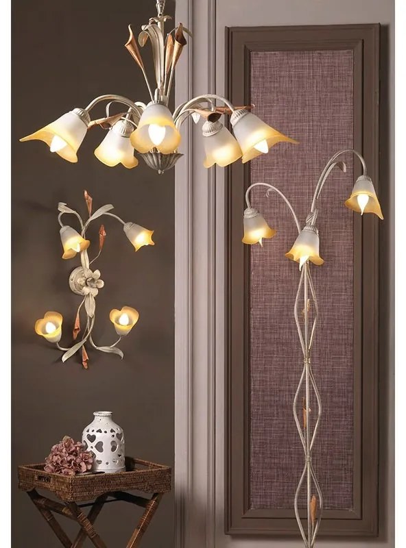 Lampadario Neoclassico Lampadario Lucrezia bianco 3x E14 bianco paralume bianco 3x E14