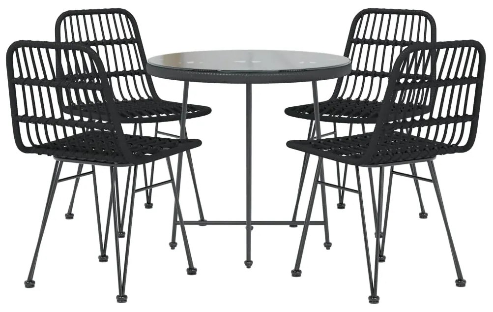 Set da pranzo da giardino 5 pz nero in polyrattan