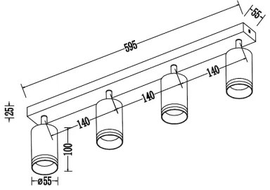 Faretto PIPE 4xGU10/10W/230V bianco