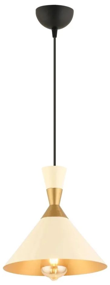 Lampadario a sospensione con cavo MONZA 1xE27/40W/230V Ø 25 cm crema/oro