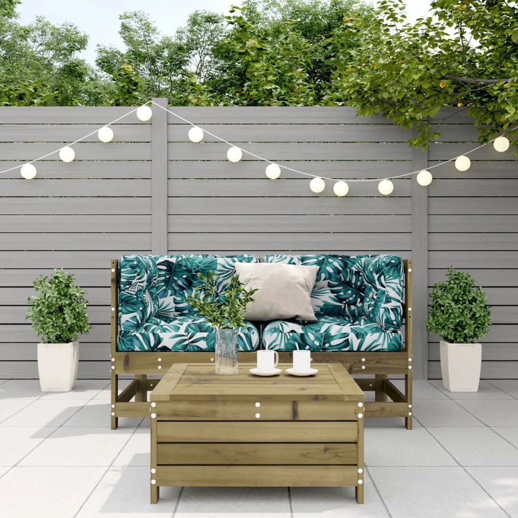 Set divani da giardino 3pz con cuscini legno impregnato di pino