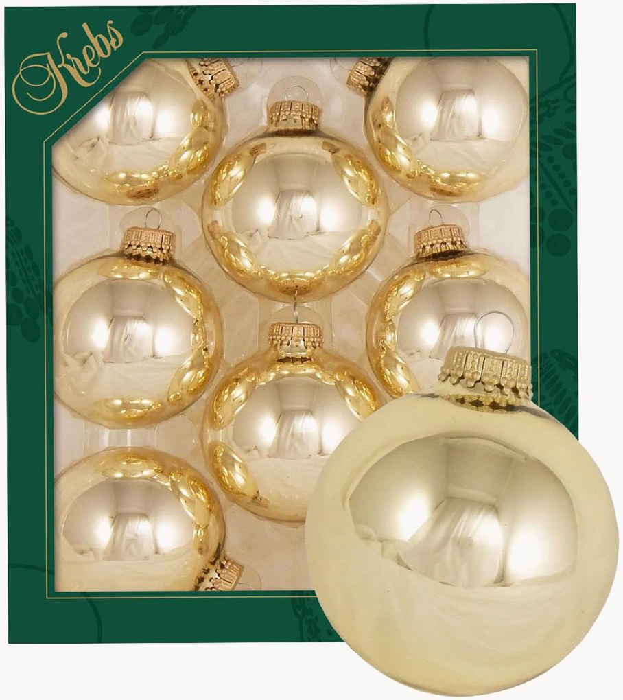 Set di 8 palline di Natale dipinte a mano Plain