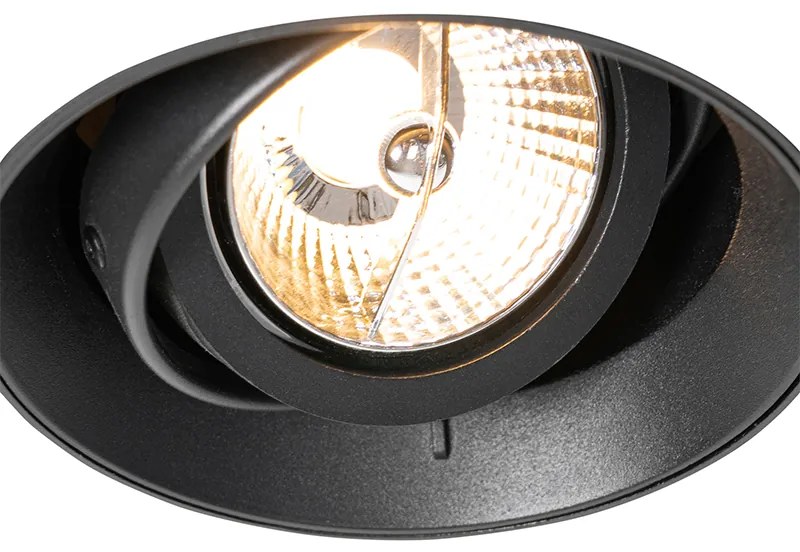 Faretto da incasso moderno nero GU10 AR70 rotondo senza cornice - Oneon