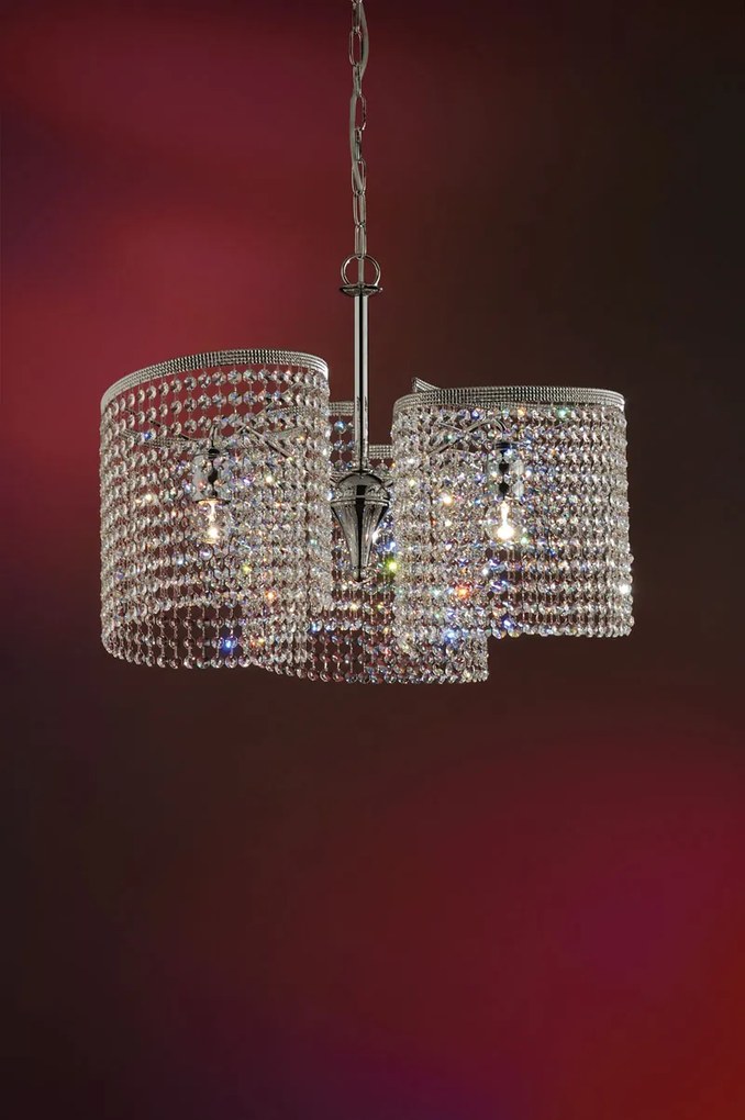 3-light suspension lamp chrome and crystal - 1024/S3 - Contemporary - Arredo Luce Cromo