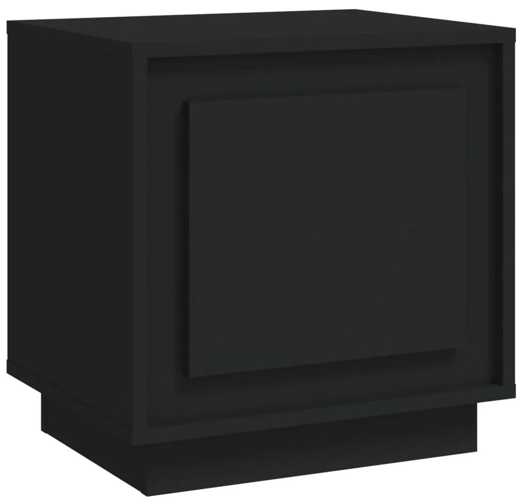 Comodino nero 44x35x45 cm in legno multistrato