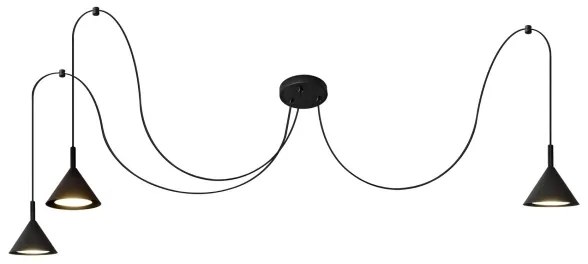 Lampadario a sospensione con filo ETNA LONG 3xGX53/10W/230V ragno nero