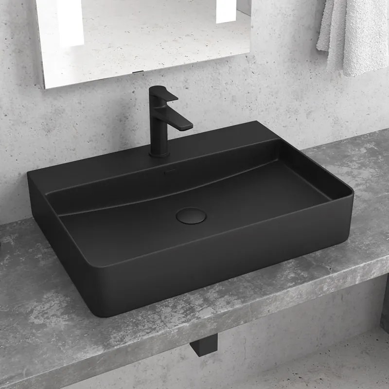 Lavabo da appoggio 50cm colore nero mat Litos-CNM500 - KAMALU