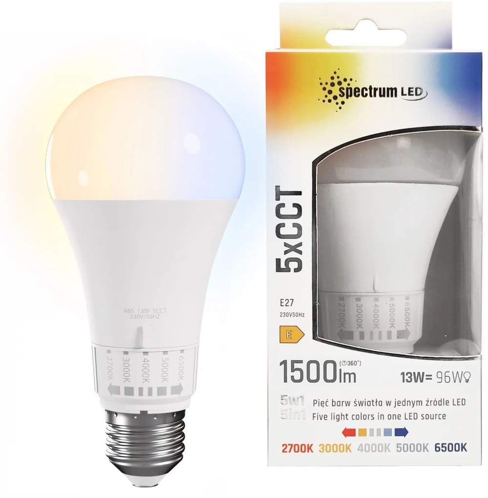 Lampadina LED 5 tonalità di luce GLS E27 230V 13W 5CCT
