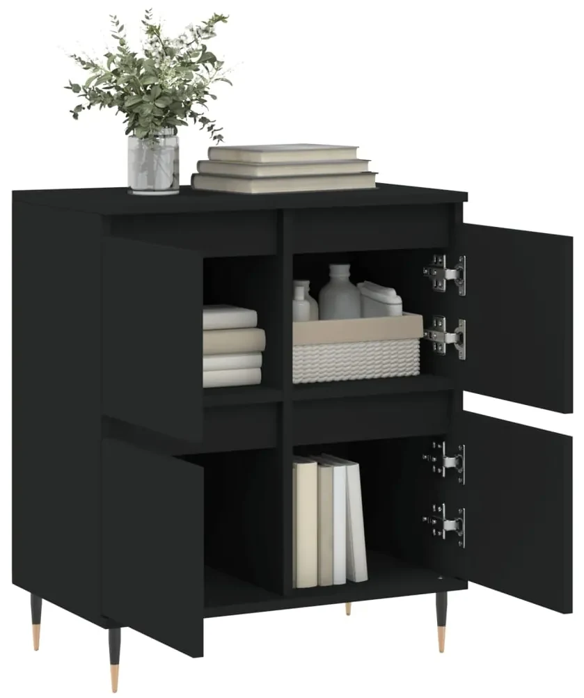 Credenza nero 60x35x70 cm in legno multistrato