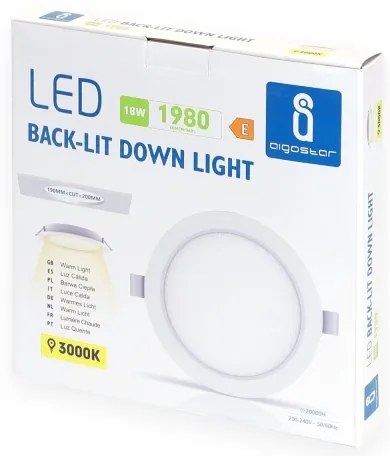 Aigostar - Faretto da incasso LED/18W/230V 3000K Ø 22,2 cm bianco