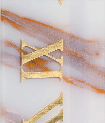 Orologio quadrato 65x65 cm in vetro temperato effetto marmo Bianco e Arancio - NAXO