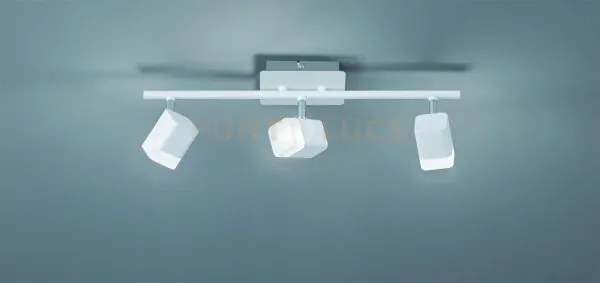 Roubaix barra 3 spots led 10,5w 1200lm, 3000k quadrati metallo bian...