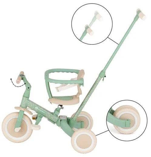 PETITE&MARS - Triciclo 5 in 1 per bambini TURBO LIMITED Verde Twist