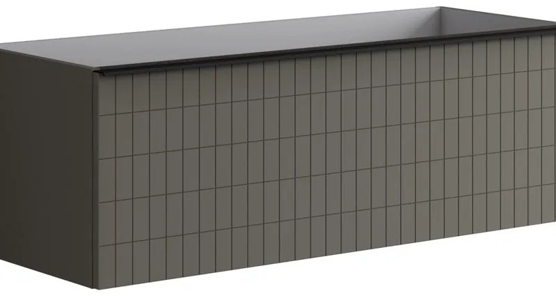 Mobile da bagno sotto lavabo Pixel grid frontale carbone e maniglia alluminio nero laccato L 120 x H 40 x P 45.5 cm 2 cassetti, lavabo non incluso