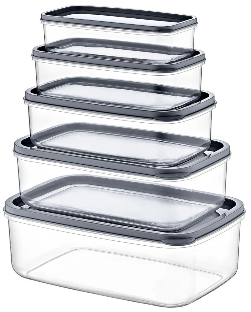 Set 5 contenitori in plastica trasparenti