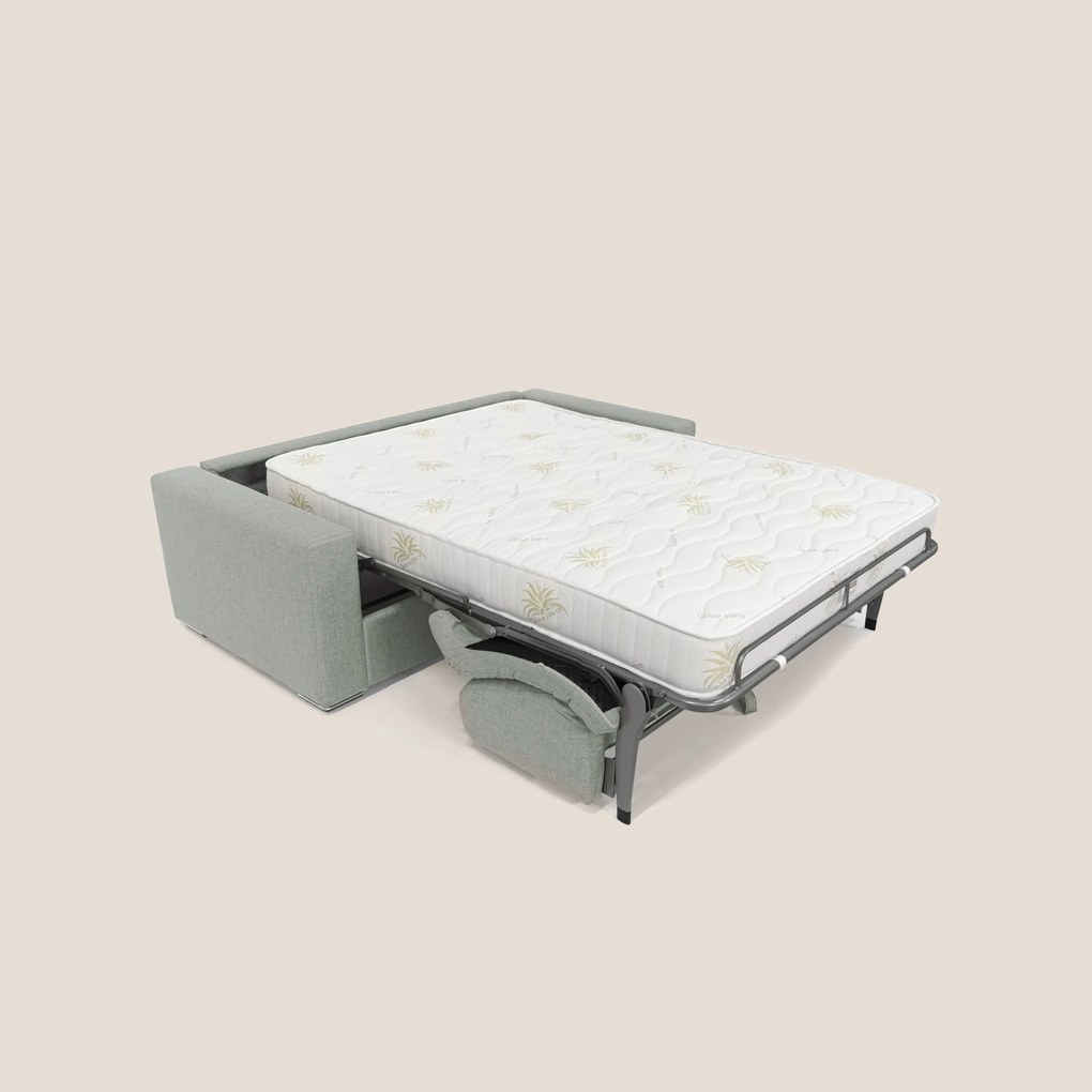 Nixon Divano letto matrimoniale con materasso 20 cm in tessuto impermeabile T03 grigio chiaro