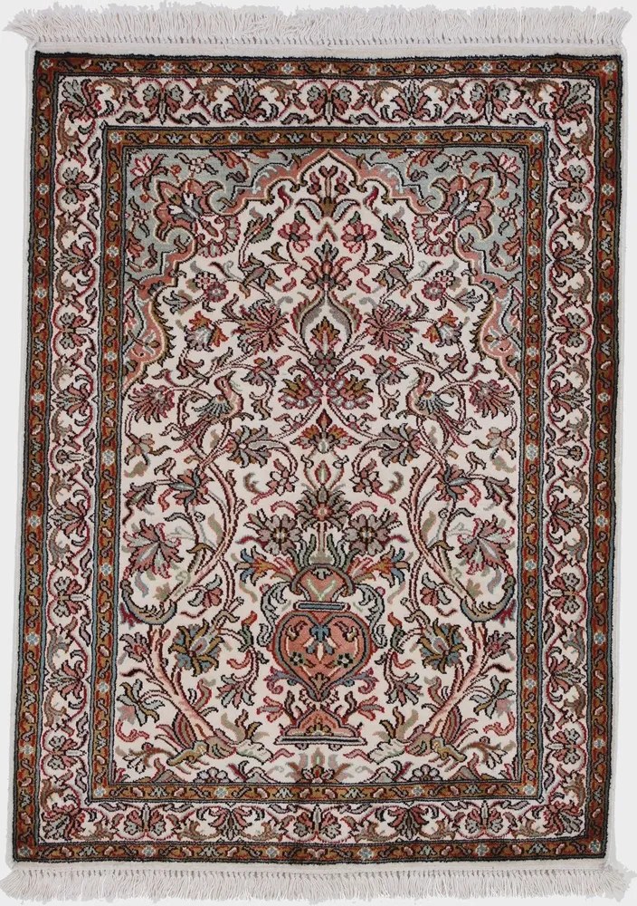Cashmere Silk Tappeto 70 x 90 Beige (Indian) Annodato A Mano