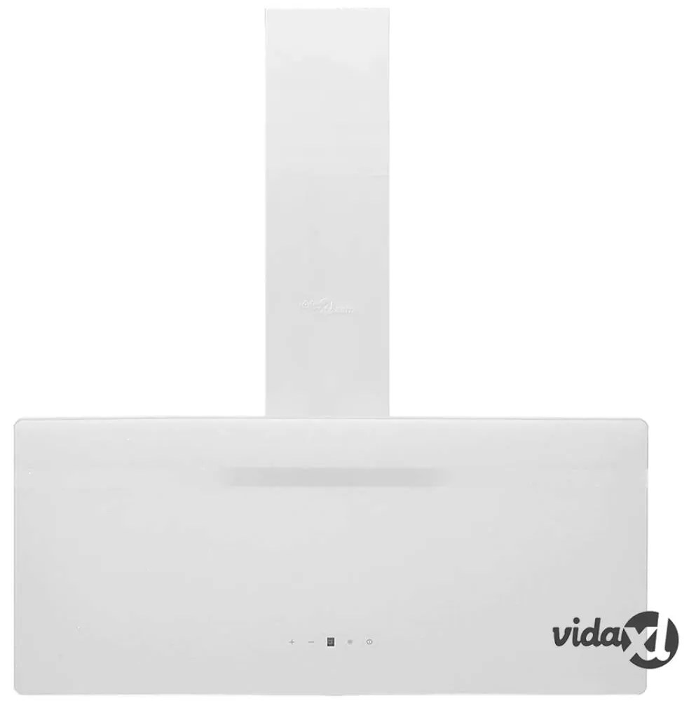vidaXL Cappa a Parete 90 cm in Acciaio e Vetro Temperato Bianco