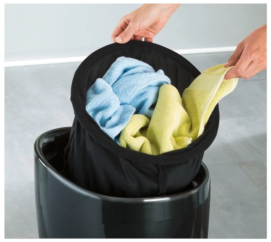 Cesto portabiancheria e sgabello nero in uno , 20 l Candy - Wenko
