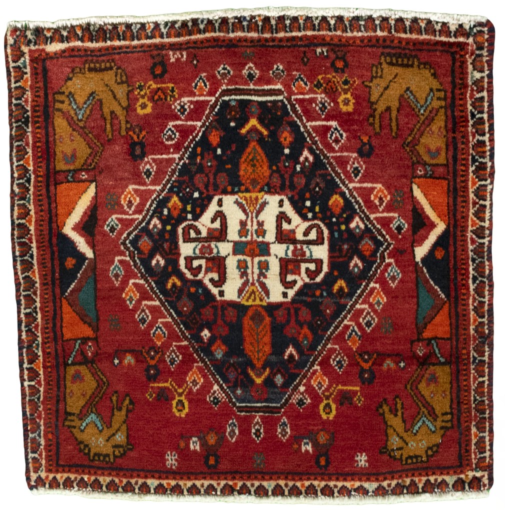 Shiraz Tappeto persiano 60 x 60 Rosso (Iran) Annodato A Mano