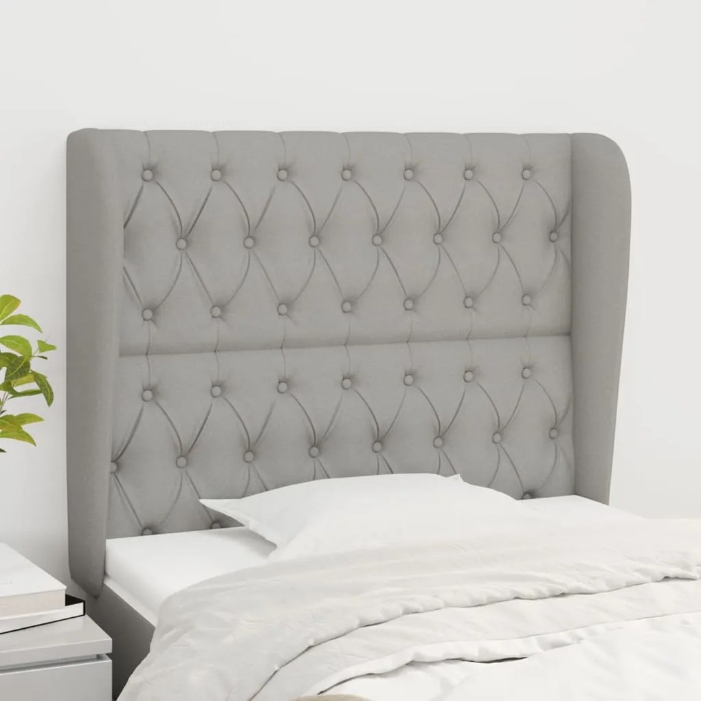 Testiera Ad Orecchio Grigio Chiaro 93x23x118/128 Cm İn Tessuto /
