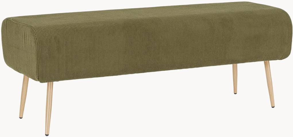 Panca in velluto a coste con gambe effetto legno Olga