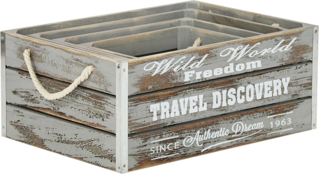 GREYSON - set di 4 cassette in legno