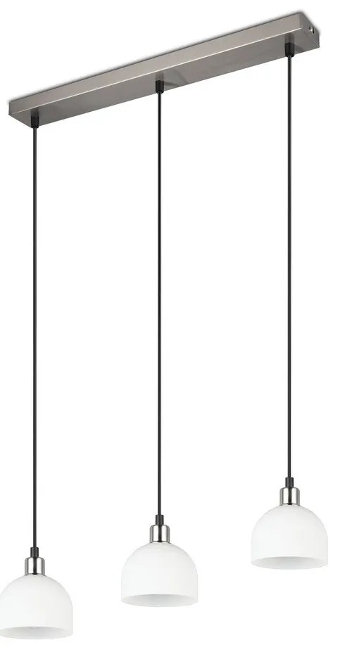 Lampadario bianco/argentato con paralume in vetro Molly – Reality