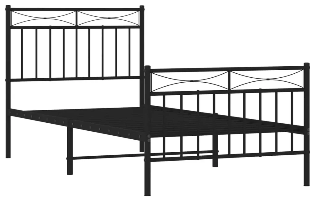 Giroletto con testiera e pediera metallo nero 90x200 cm