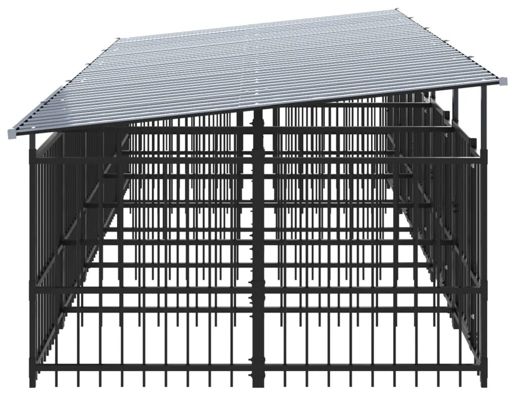 Gabbia per cani da esterno con tetto in acciaio 9,38 m²