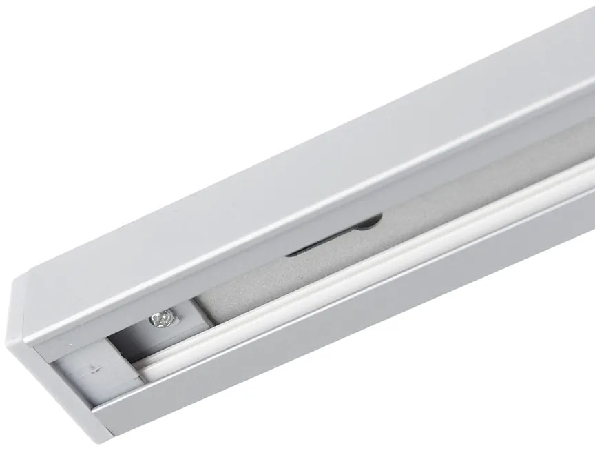 Sistema di illuminazione a binario moderno con 4 faretti argento 1 fase - Iconic Yade
