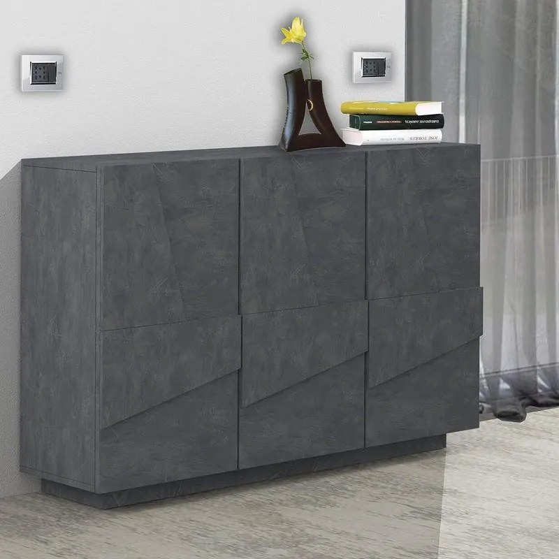 Mobile credenza PING L 121.8 x H 86 P 39.2 cm grigio ardesia