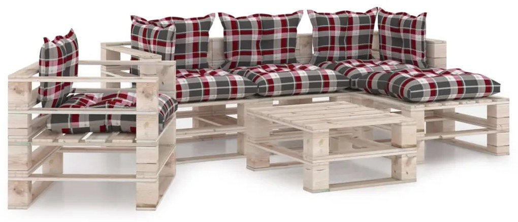 Set divani da giardino pallet 6 pz con cuscini in legno di pino