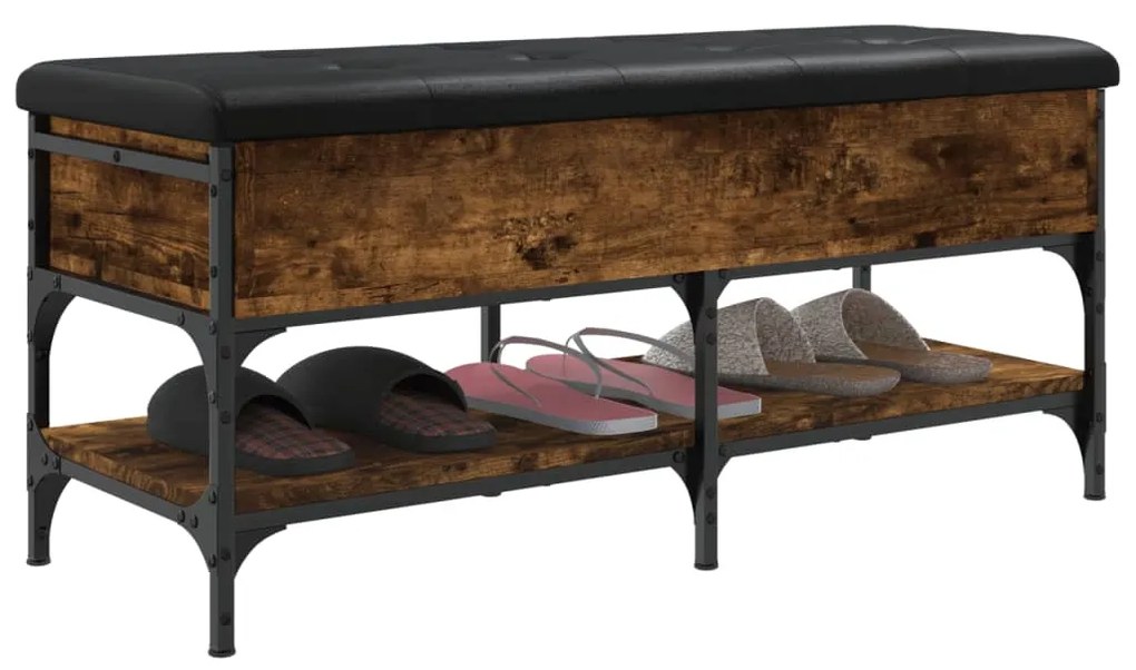 Panca porta scarpe rovere fumo 102x42x45 cm legno multistrato