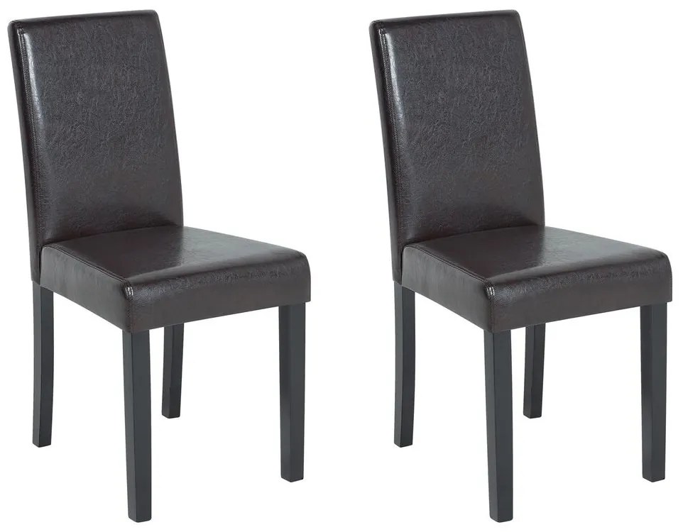 Set di 2 sedie pelle sintetica marrone e legno scuro BROADWAY Beliani