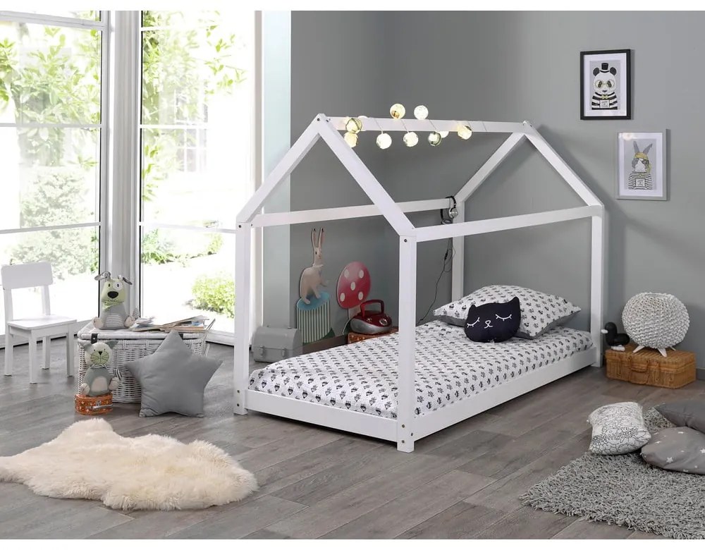 Letto bianco per bambini, 90 x 200 cm Cabane - Vipack