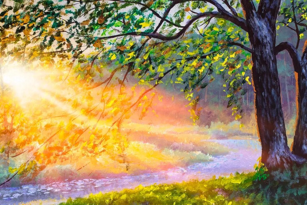 Quadro su tela – Alba nel bosco