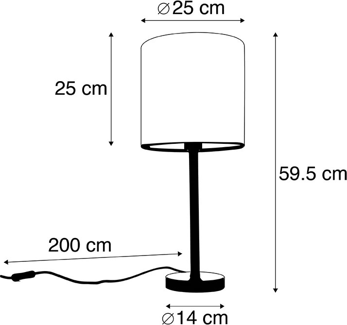 Lampada da tavolo botanica in ottone con paralume verde 25 cm - Simplo