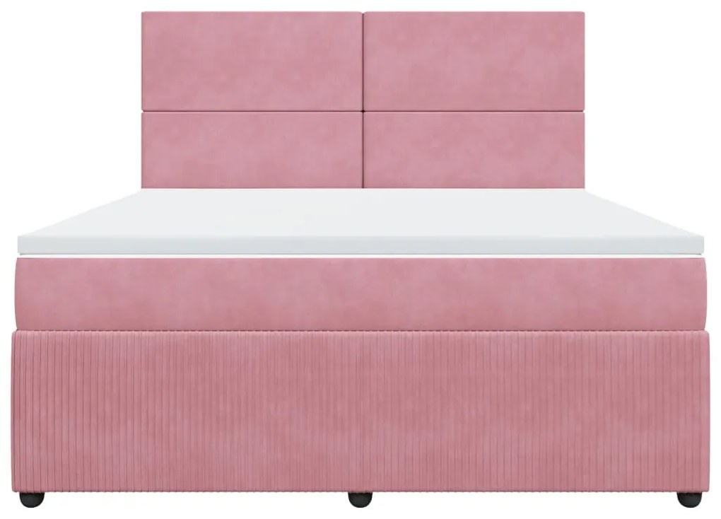 Giroletto a molle con materasso rosa 180x200 cm in velluto