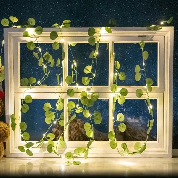 Aigostar - Catena LED solare 100xLED/12m IP65 bianco caldo eucalipto