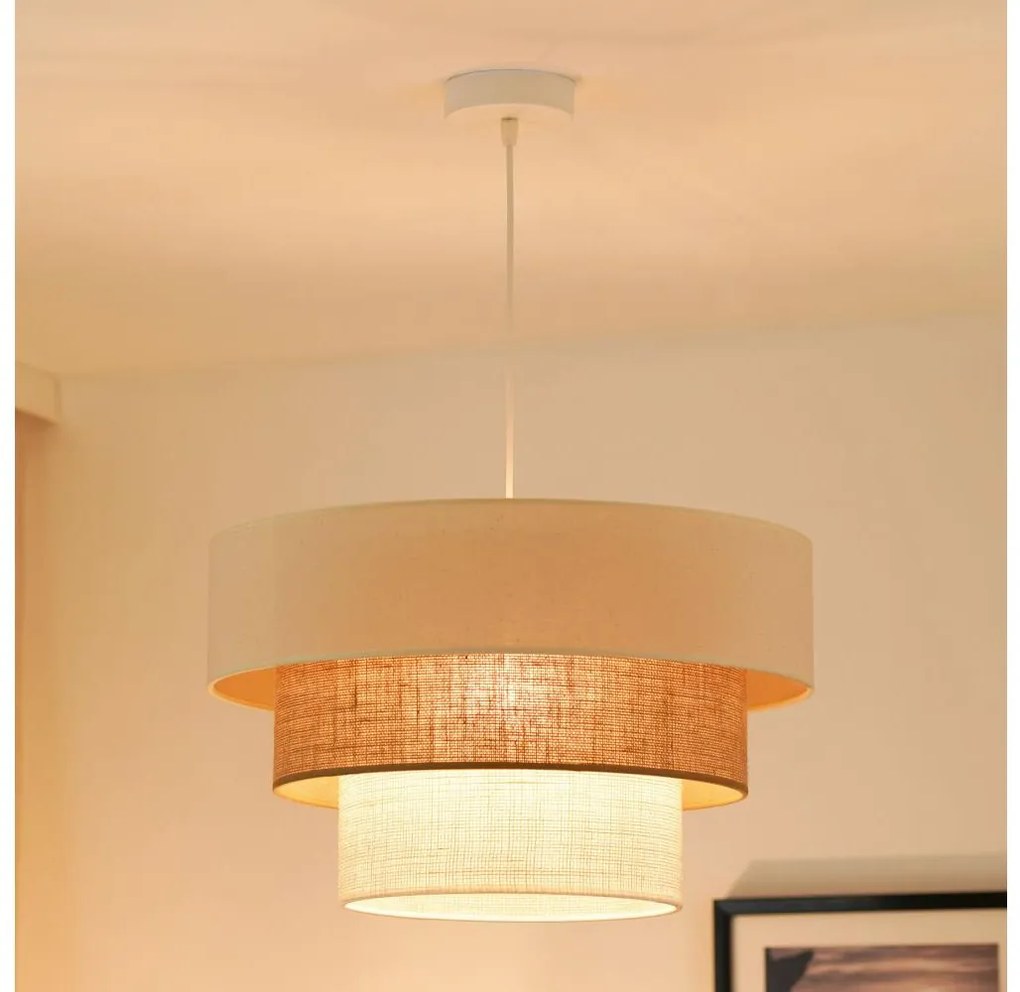 Brilagi - Lampadario a cavo DENVER LUNETA 1xE27/15W/230V Ø45 beige/marrone/crema
