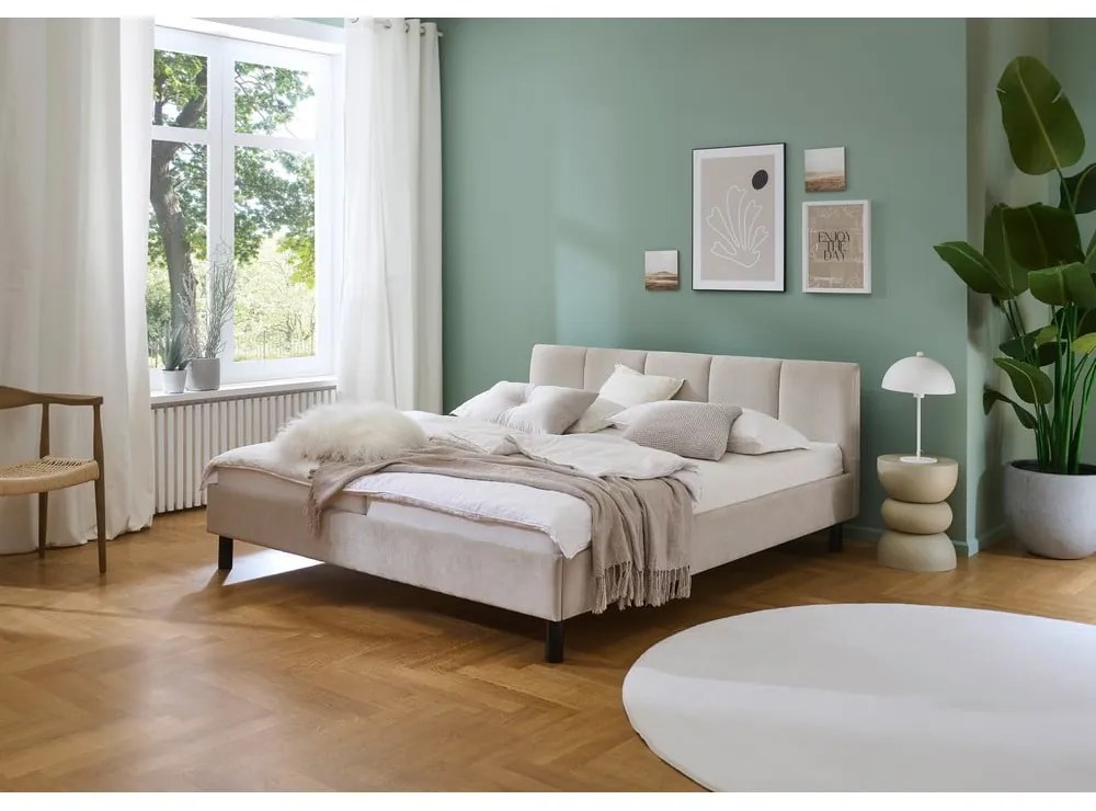 Letto matrimoniale imbottito beige rete non inclusa 180x200 cm Joker – Meise Möbel