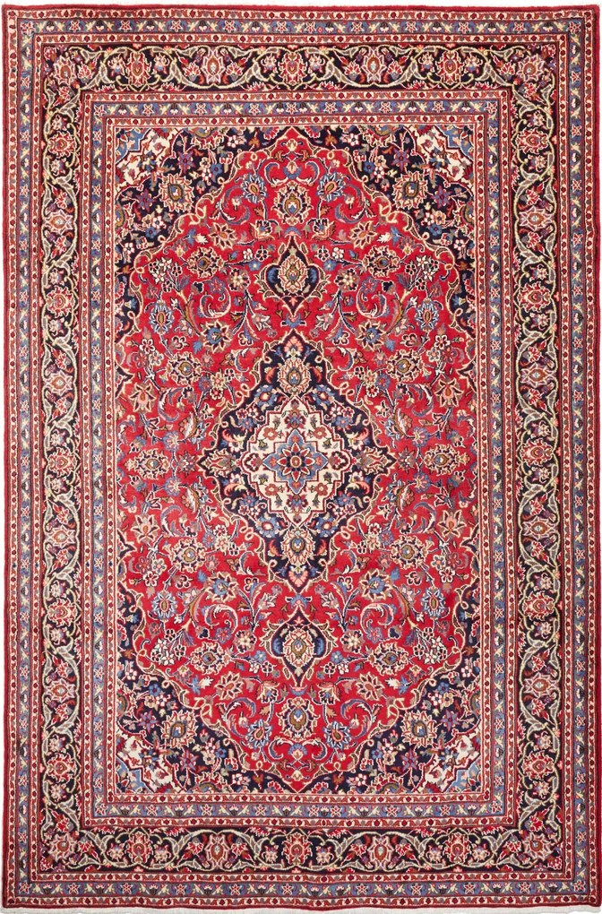 Kashan Tappeto 300x200 Rosso (Iran) Annodato A Mano