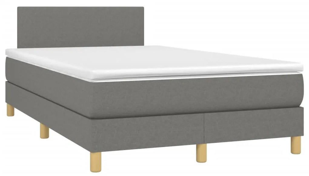 Letto a molle materasso e led grigio scuro 120x190cm in tessuto