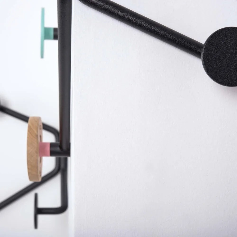 Appendiabiti da parete nero per angolo esterno con dettaglio verde menta Hook - Gazzda