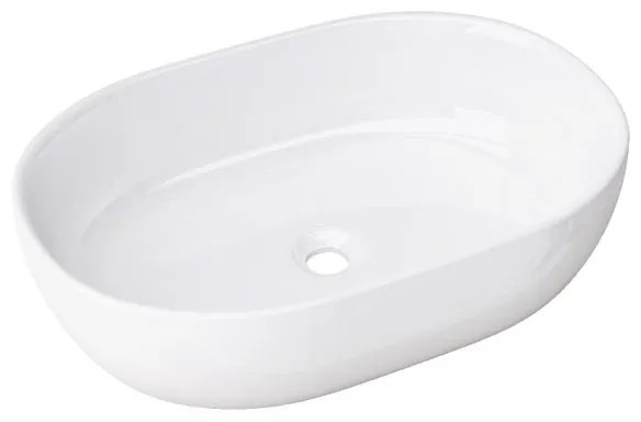 Lavabo da appoggio Chiure ovale in ceramica L 60 x H 14.5 x P 40 cm bianco lucido