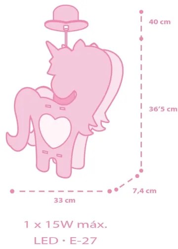 Dalber 41597 - Lampadario per bambini UNICORN 1xE27/15W/230V